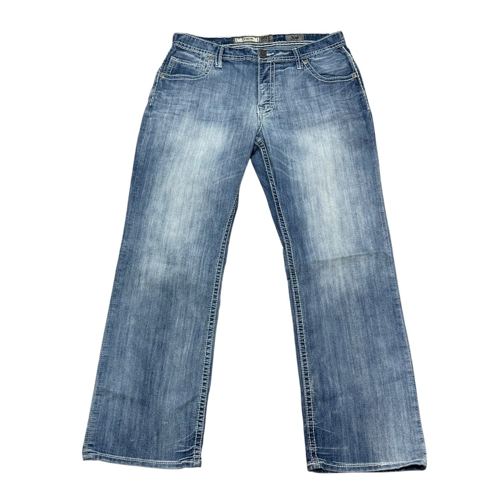 BKE Tyson Mens Straight Leg Jeans Blue Medium Wash Stretch ABM2406 Size 33S